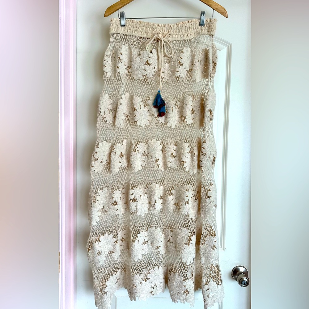 Free People - crochet beach cover-up maxi skirt